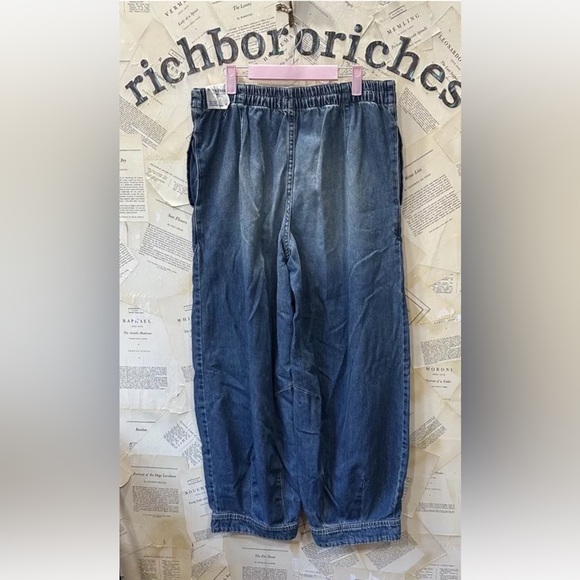 Free People Oslo Pull On Jeans We The Free Slouchy Balloon Legs Banded Hemlines - Picture 5 of 5